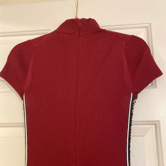 Michael Kors mock neck logo tape dress in maroon, size S - Picture 3 of 3